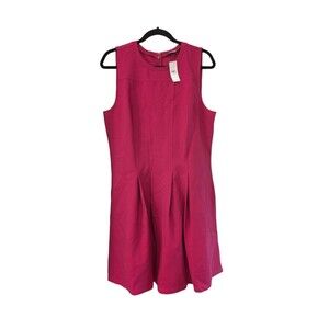 Loft Womens Dress 14 Magenta A Line Sleeveless Lined Cotton Blend